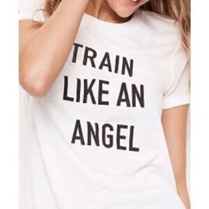 Victoria’s Secret Train Like an Angel Tee - S white /black print , poly/…